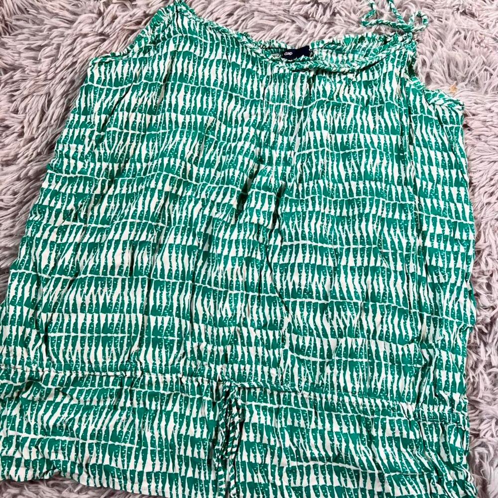 Green Slinky Cottage Core Lagenlook Hippie Indie Colorful Quirky‎ Y2K Flowy Tank